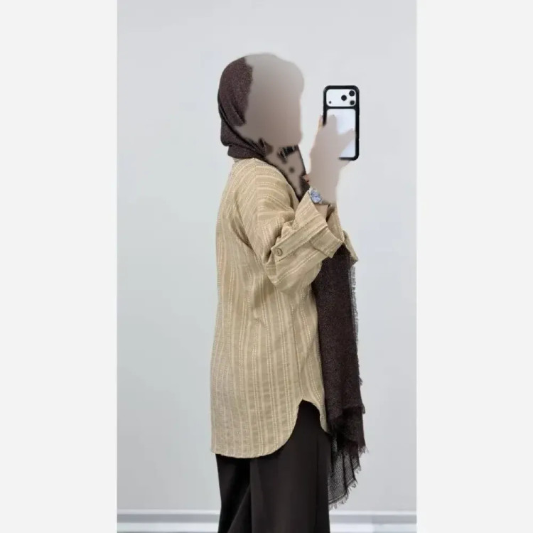شومیز مانتویی جیب صلیبی کوک دوزی اعلا کرم فری سایز