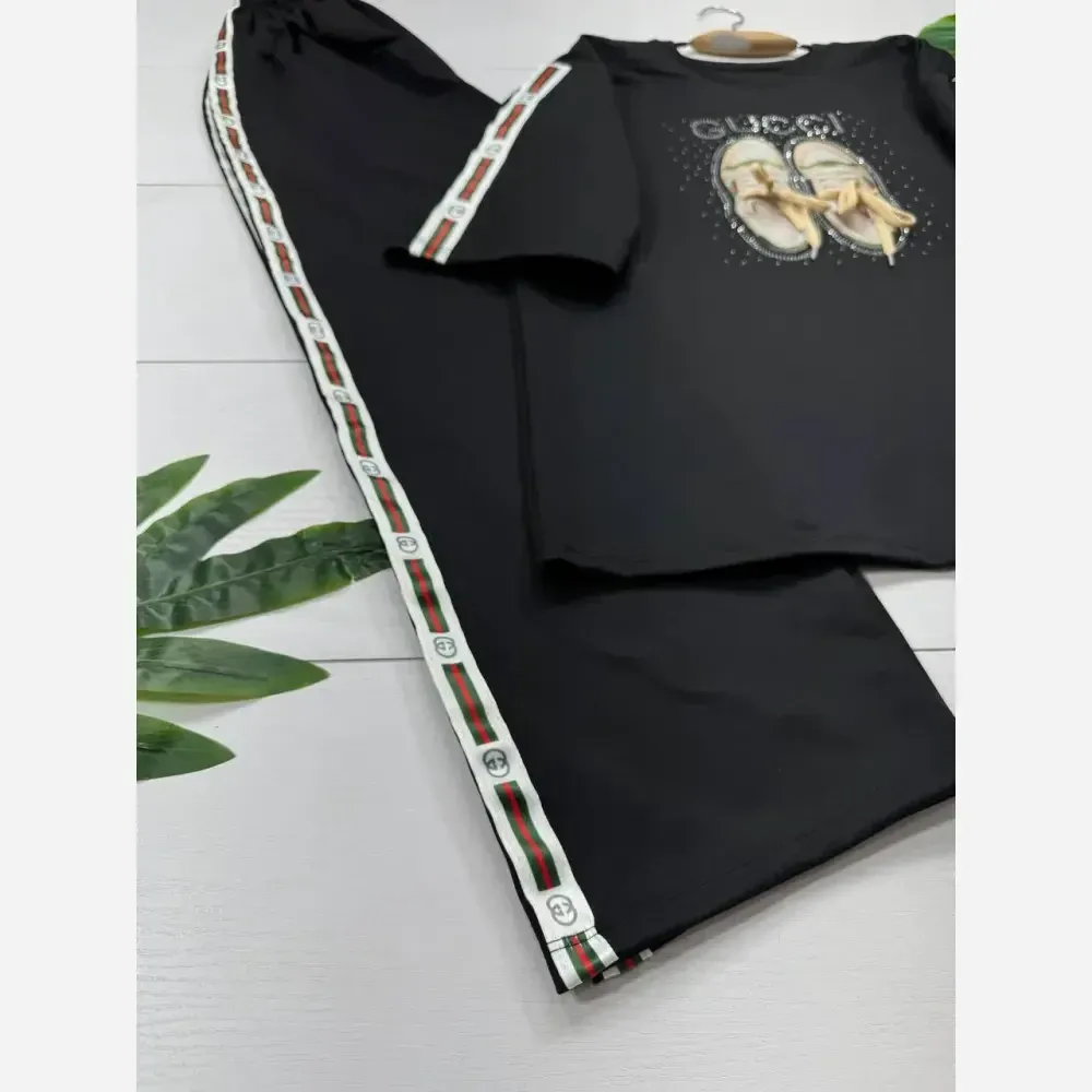 ست کتونی پنبه گلکسی درجه یک رنگ مشکی فری سایز