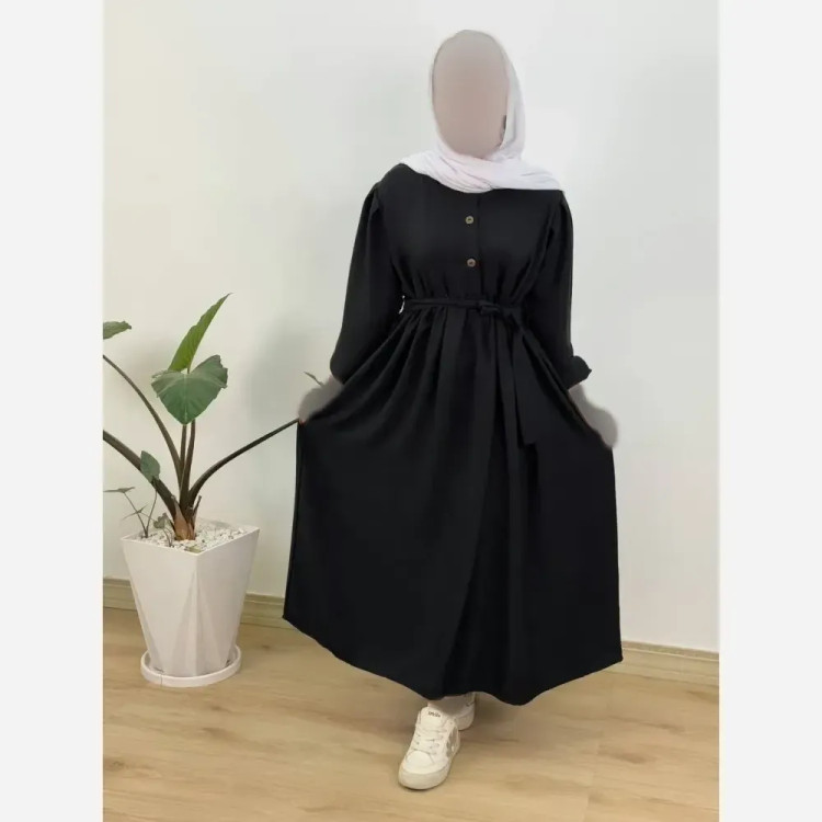 مانتو مدل آرژین جنس شانتون رنگ مشکی فری سایز شیک و مجلسی