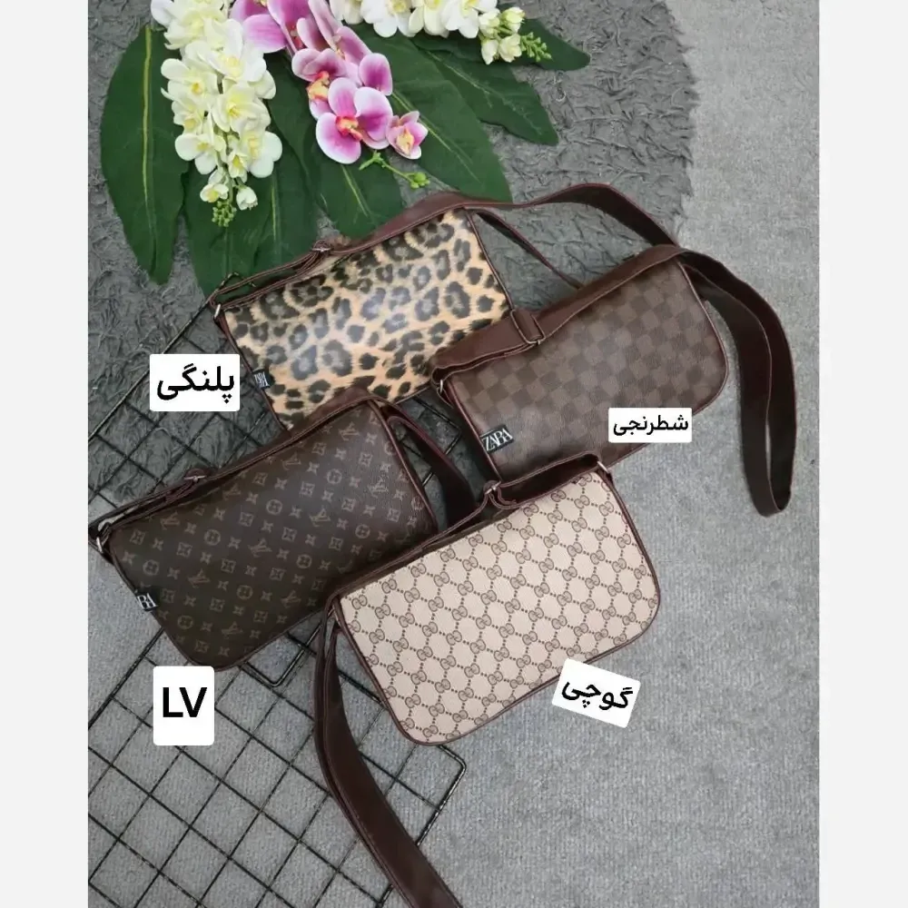 کیف کاربردی چرم سایز آزاد طرح پلنگی شطرنجی گوچی