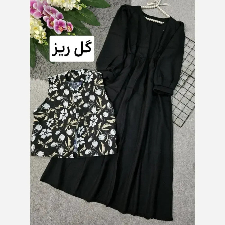 سارافون کرپ اندونزی با جلیغه سوزن دوزی دو تیکه فری سایز