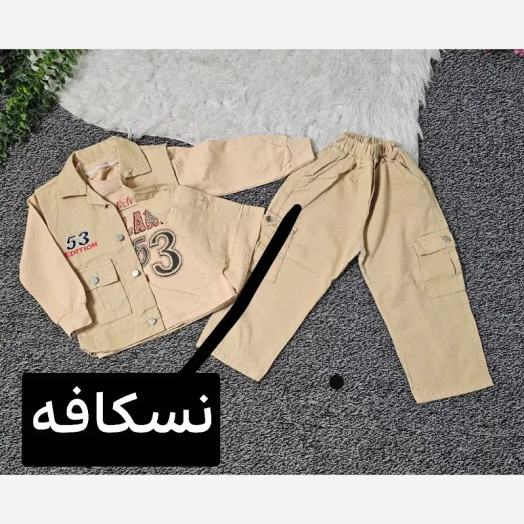ست پسرانه سه تیکه بلیز پنبه گلکسی جلیقه و شلوار کتان سایز 35 و 40