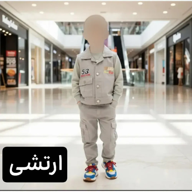 ست پسرانه سه تیکه بلیز پنبه گلکسی جلیقه و شلوار کتان سایز 35 و 40