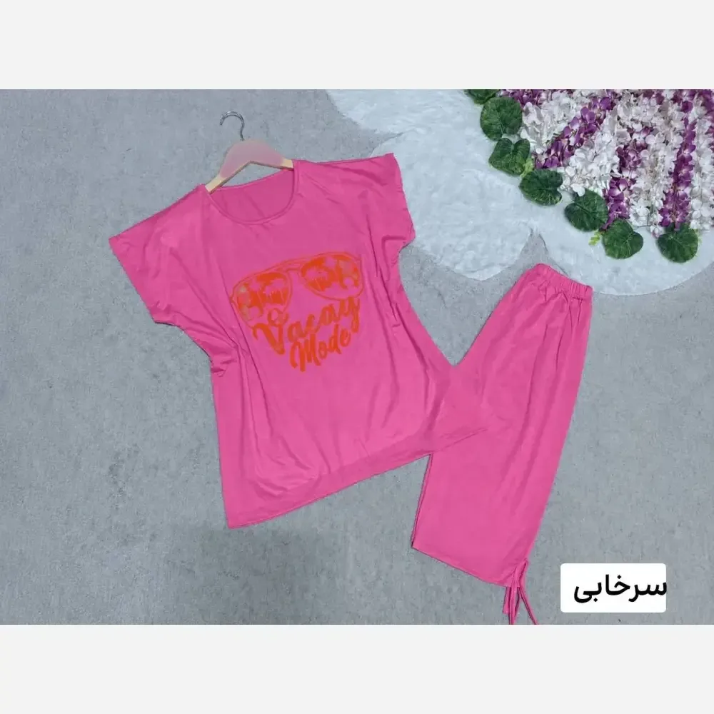 ست تاب شلوارک زنانه ویسکوز پنبه طرح جزیره سایز فری 36 تا 46