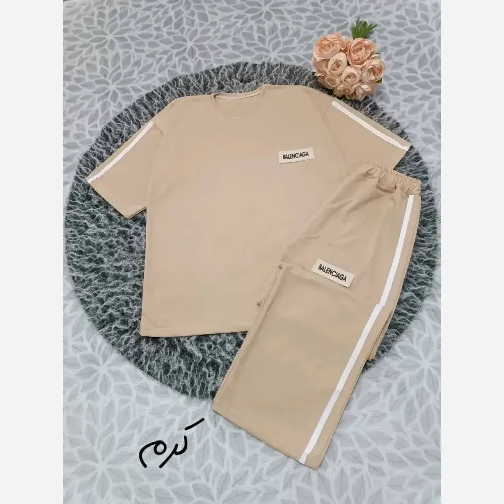 ست تیشرت شلوار تابستونی طرح BALENCIAGA جنس گلکسی فری سایز