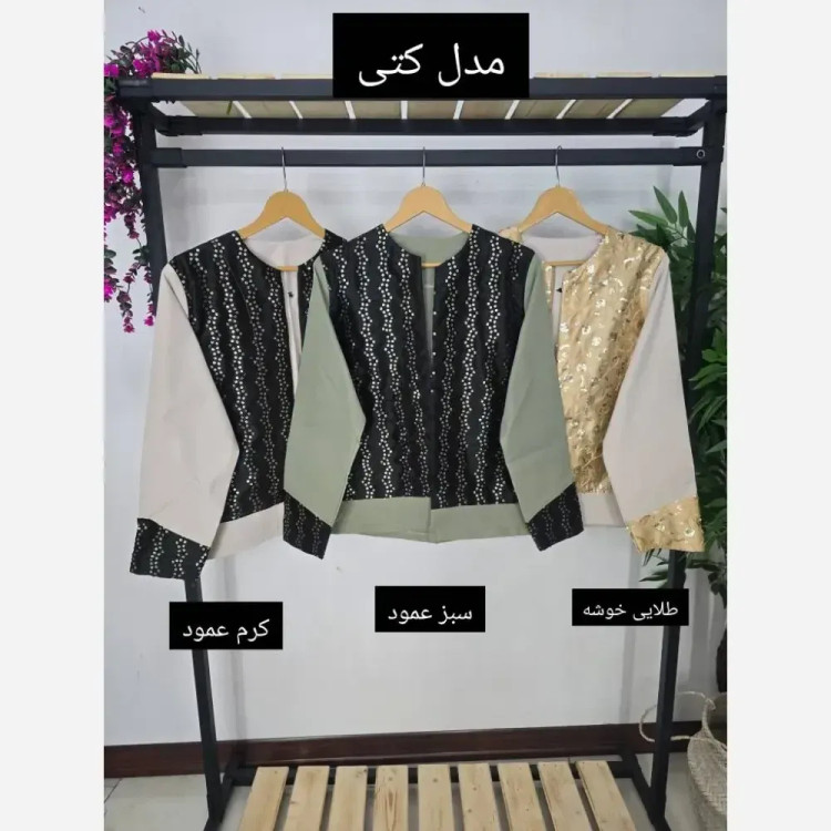 مانتو نگارین جنس کتان و خرجکار جواهر دوزی
