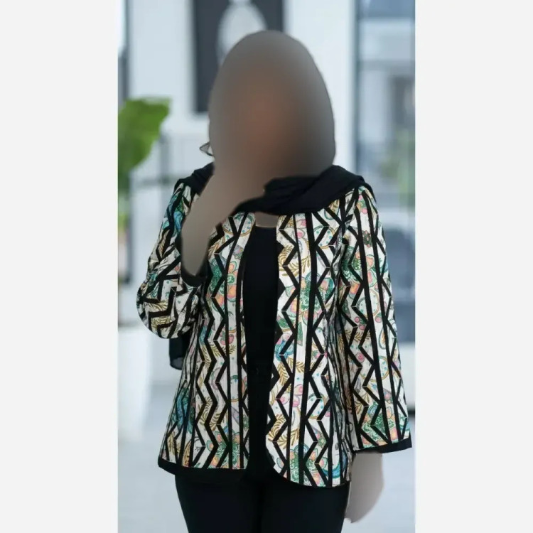 کت زنانه طرح دار جنس تافته فری سایز مجلسی و نیمه رسمی