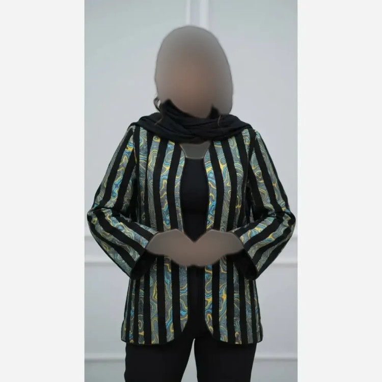 کت زنانه طرح دار جنس تافته فری سایز مجلسی و نیمه رسمی