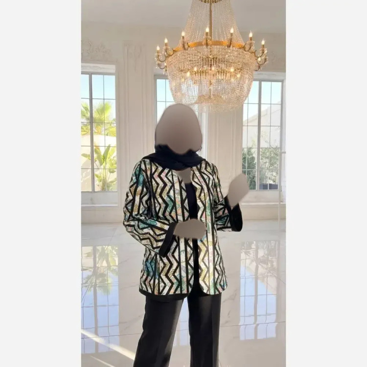 کت زنانه طرح دار جنس تافته فری سایز مجلسی و نیمه رسمی