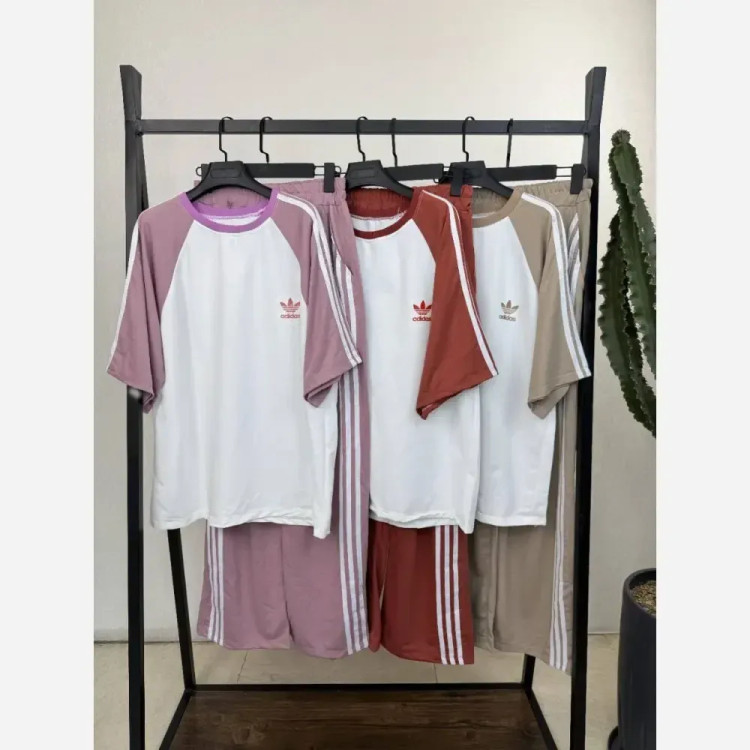 ست تیشرت و شلوار آدیداس سه خط پنبه گلکسی سایز 38 تا 46