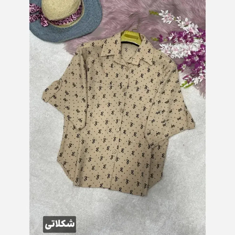 پانچ باکسی زنانه روشنک جنس کراش ایوا نگین کوبی شده فری سایز