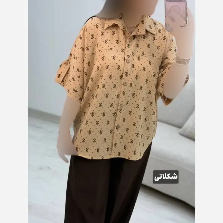 پانچ باکسی زنانه روشنک جنس کراش ایوا نگین کوبی شده فری سایز