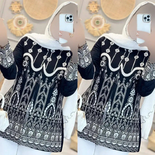 کت زنانه مدل نوردخت جنس پرشین و سوزن دوزی رنگ مشکی سایز فری سایز