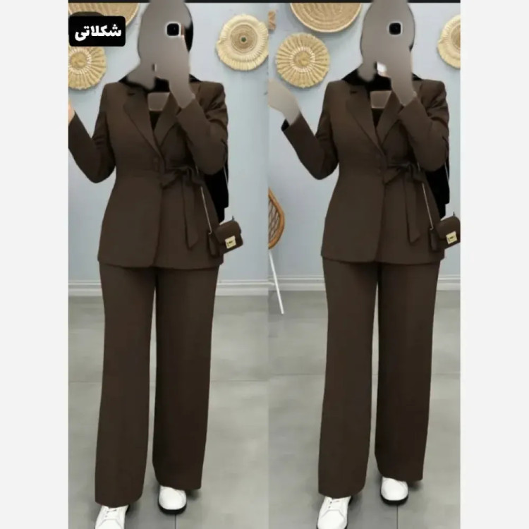 کت و شلوار زنانه مدل نسترن جنس مازراتی رنگ بندی متنوع سایز 1 و 2