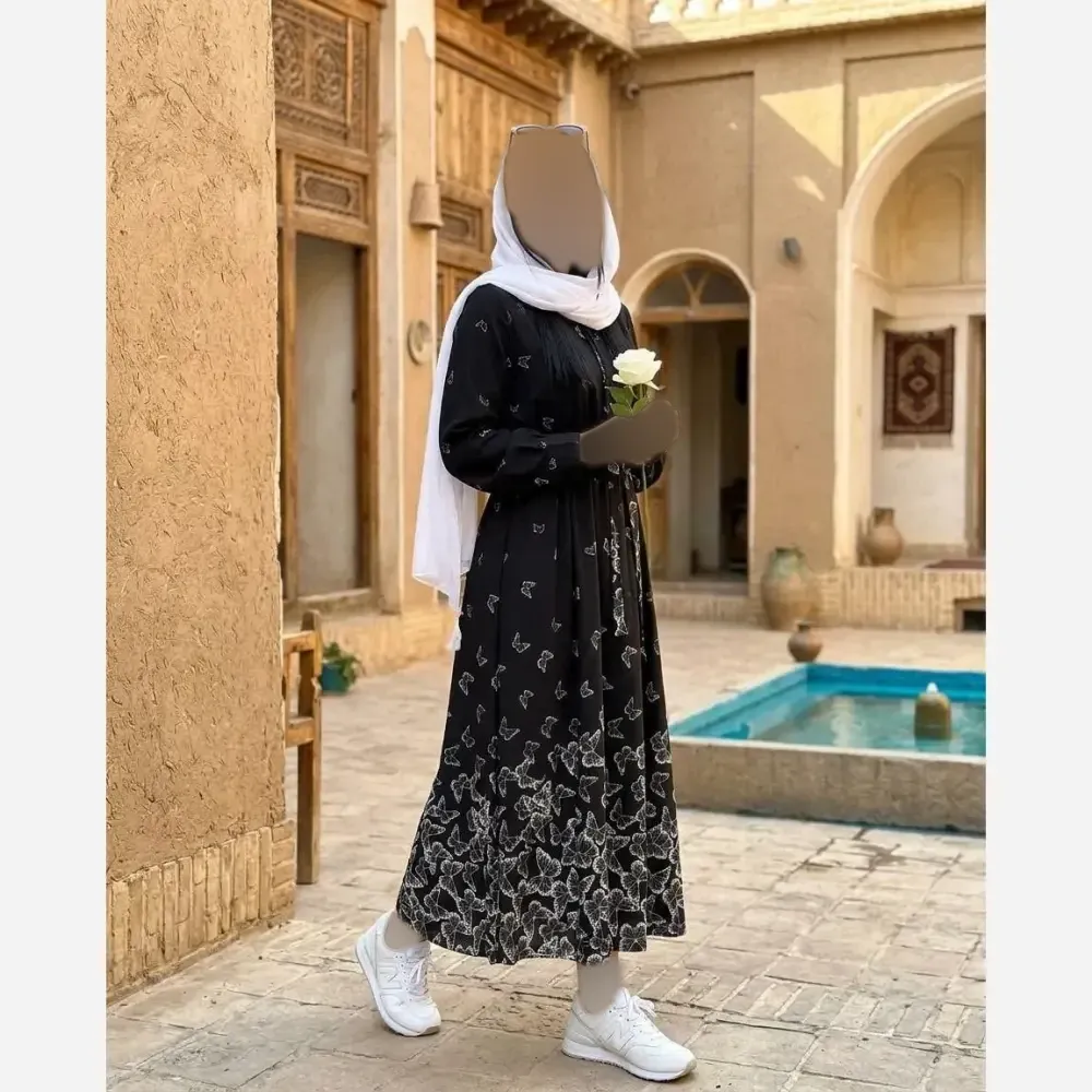 پیراهن بلند ساحلی ماکسی روزمره جانان جنس بوگاتی فری سایز