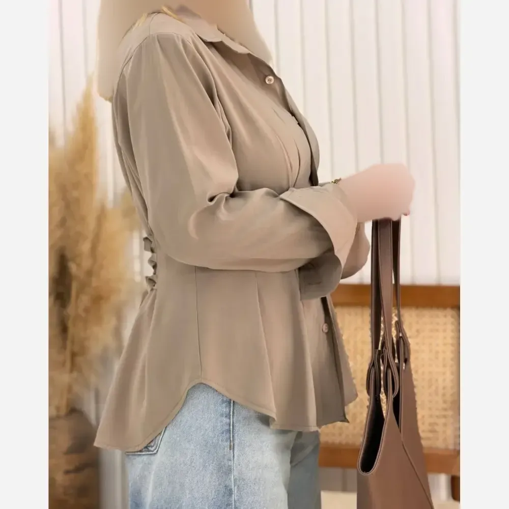 شومیز آلبورا جنس لنین با کیفیت فری سایز بند تنظیم سایز