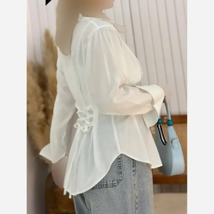شومیز آلبورا جنس لنین با کیفیت فری سایز بند تنظیم سایز