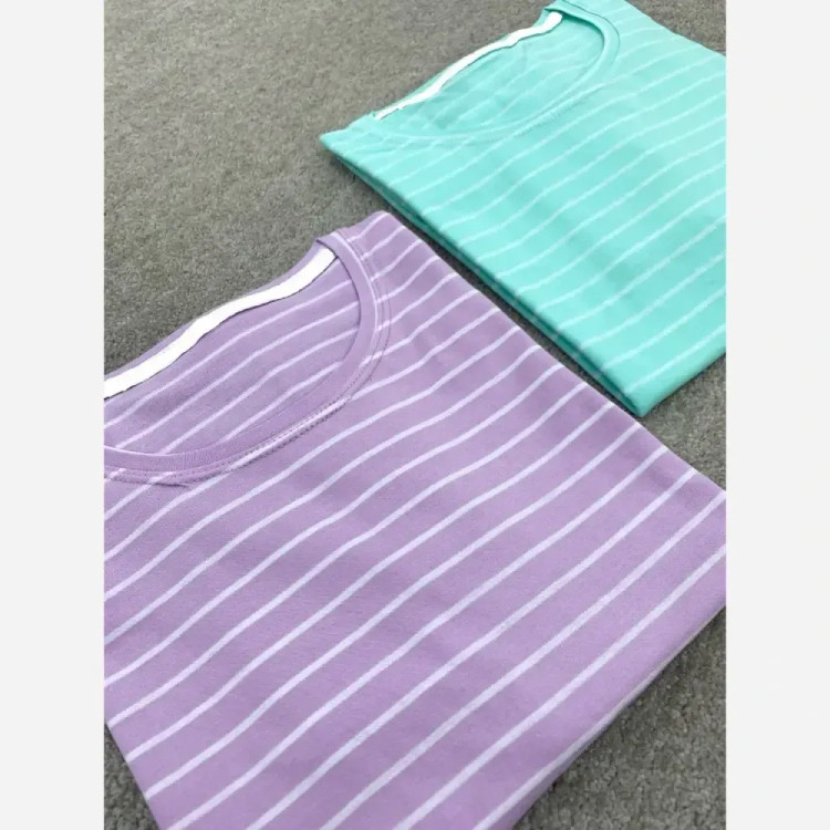 تیشرت خطی پنبهای زنانه فری سایز
