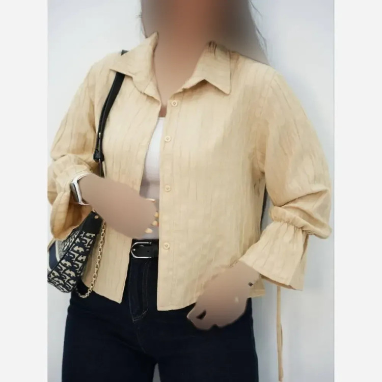 شومیز عروسکی زنانه جنس صوفیا شانتون راه راه فری سایز