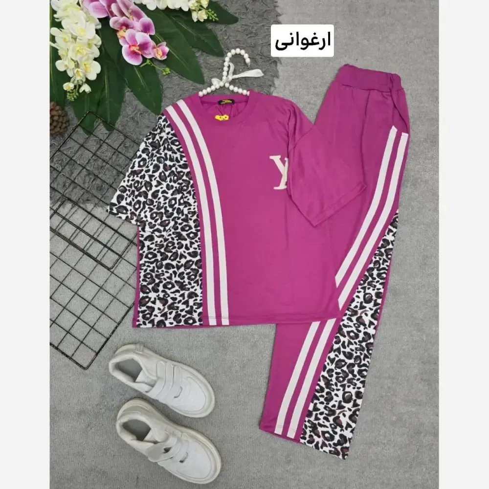 ست شلوار و تیشرت مدل ترانه جنس پنبه فری سایز