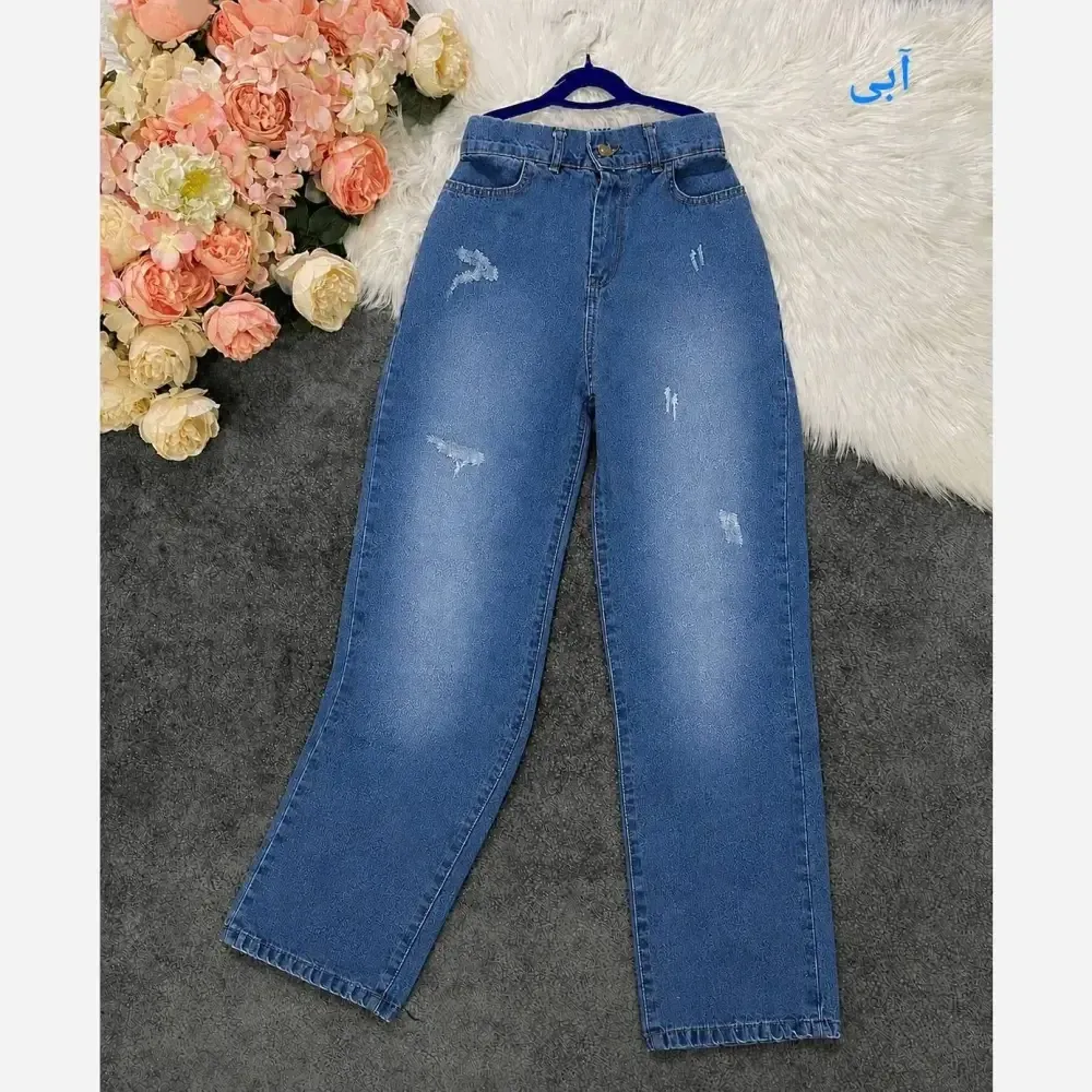 شلوار نیم بگ جین زنانه درجه یک پشت کش قد 105