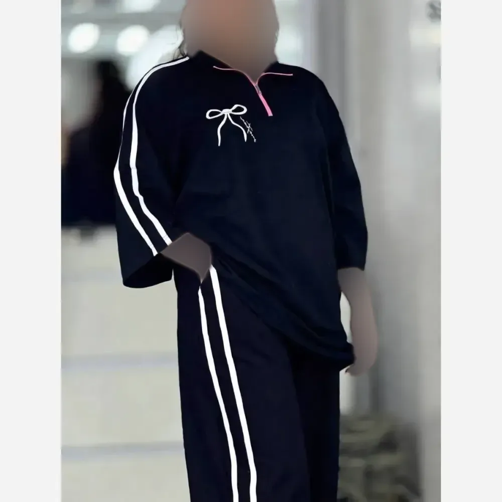 ست تیشرت شلوار زنانه ژاله پنبه گلکسی فری سایز