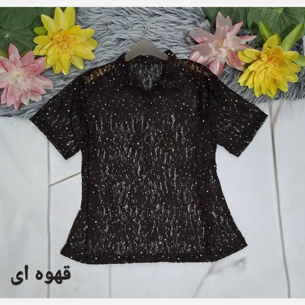 پلوشرت پولکی زنانه تابستانی فری سایز گیپور شیشه ای رنگی