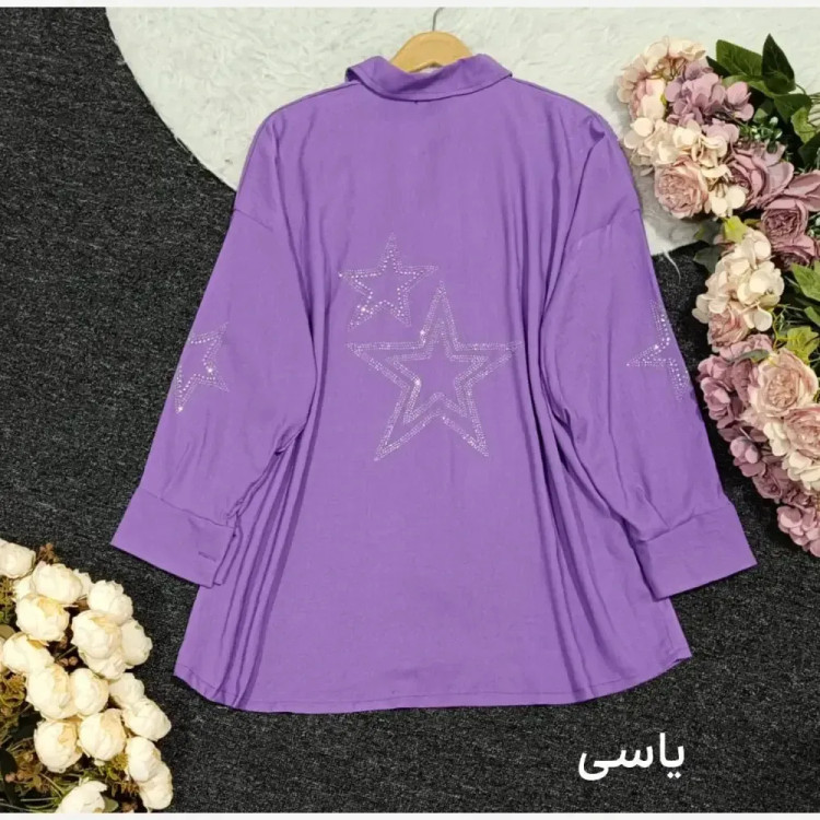 شومیز مانتویی زنانه کرسپو نگین دار فری سایز