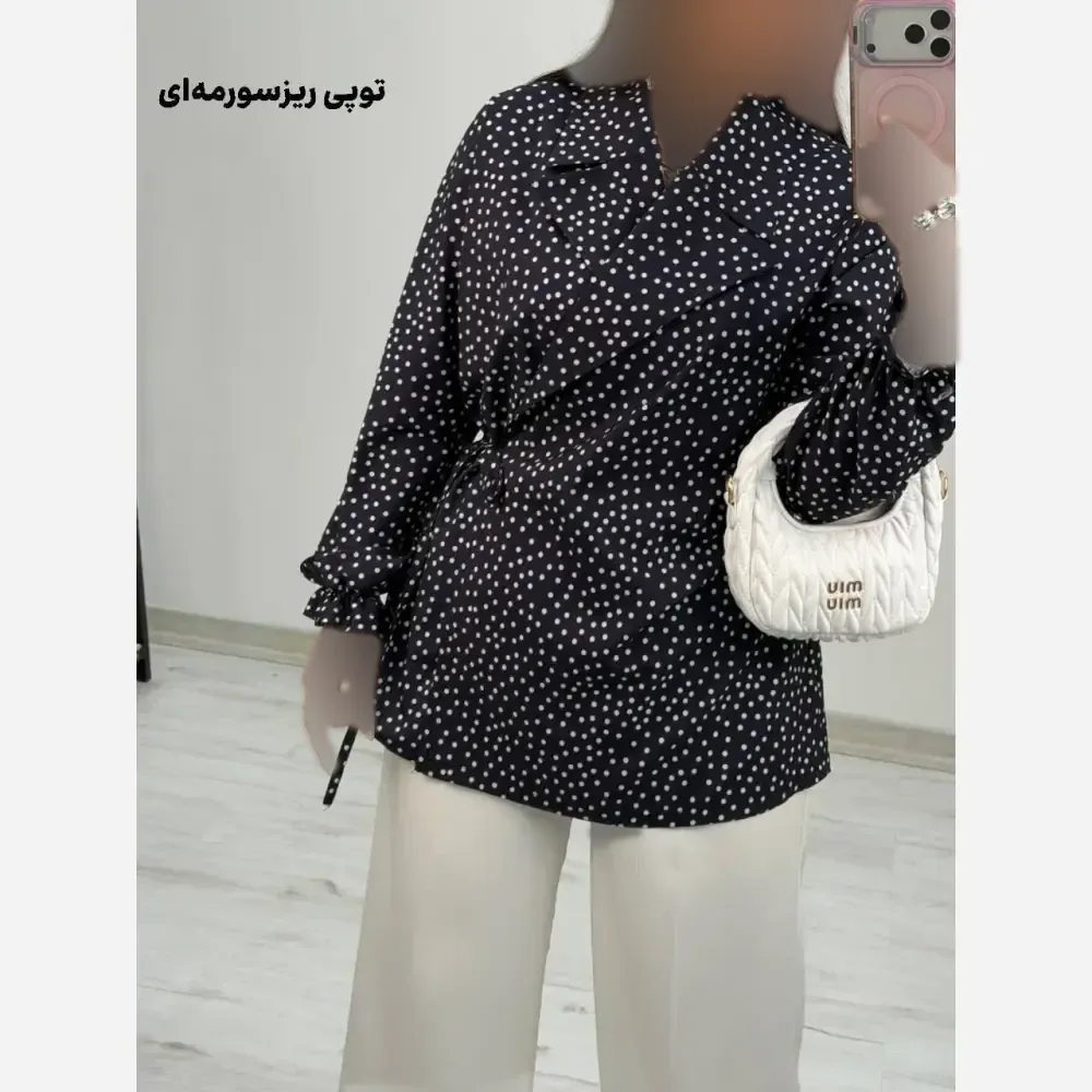 شومیز یقه انگلیسی شادی جنس کرپ بوگاتی فری سایز