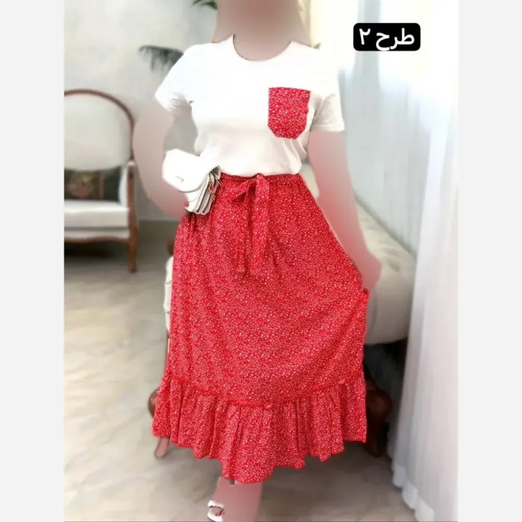 ست تیشرت پنبه دامن تمام نخ لیلی فری سایز