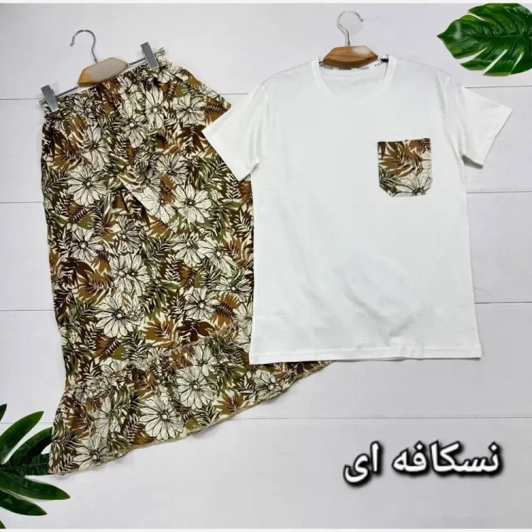 ست تیشرت پنبه دامن تمام نخ لیلی فری سایز