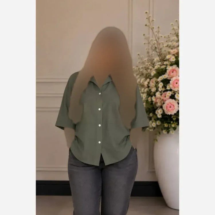 شومیز مانتویی ترانه جنس لنین پنبه درجه یک فری سایز جیب دار