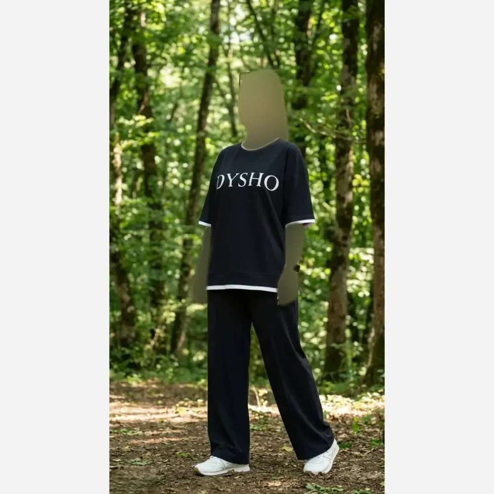 ست اسپرت OYSHO تیشرت شلوار دورس چهارفصل فری سایز مناسب تا 48