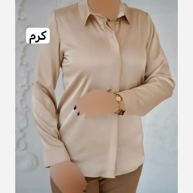 شومیز زنانه براق و لطیف مدل بیسیک دکمه مخفی جنس الیزه اعلا تک سایز قواره دار
