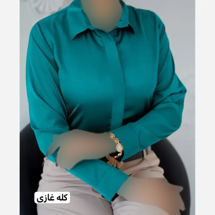 شومیز زنانه براق و لطیف مدل بیسیک دکمه مخفی جنس الیزه اعلا تک سایز قواره دار
