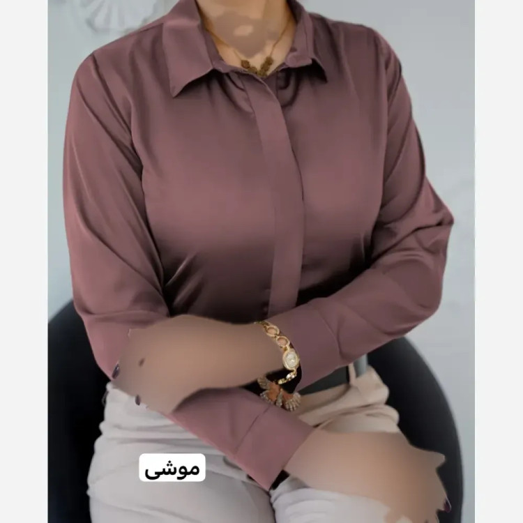 شومیز زنانه براق و لطیف مدل بیسیک دکمه مخفی جنس الیزه اعلا تک سایز قواره دار