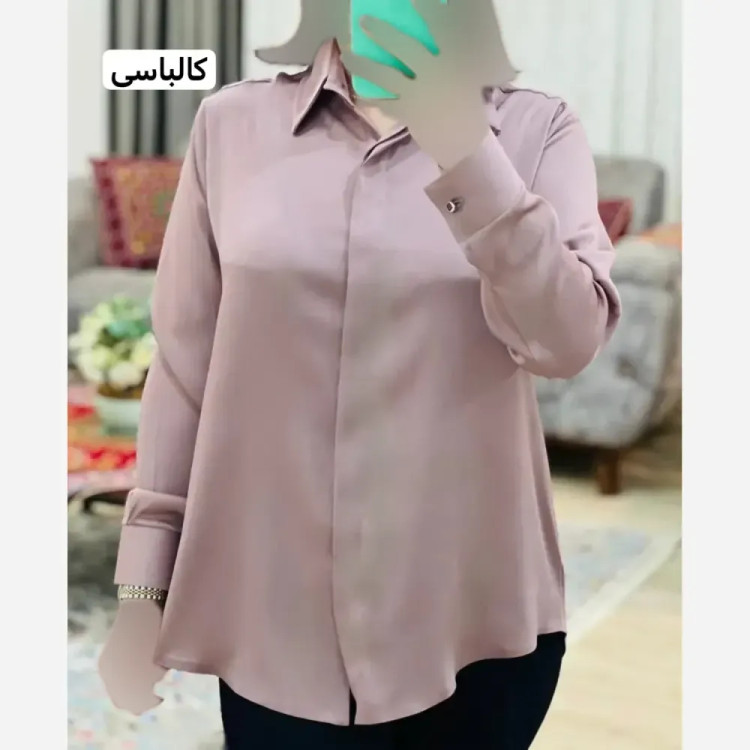 شومیز زنانه براق و لطیف مدل بیسیک دکمه مخفی جنس الیزه اعلا تک سایز قواره دار