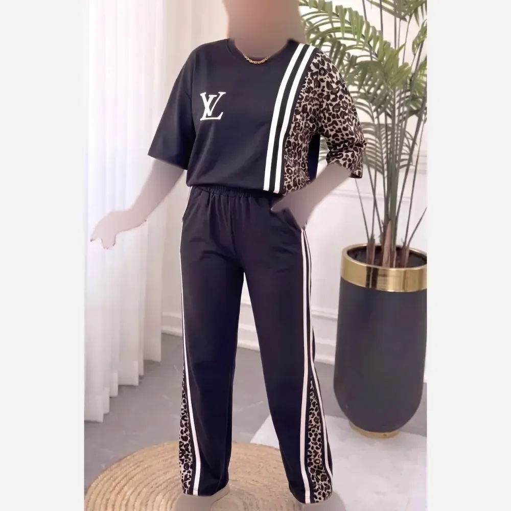 ست تیشرت و شلوار ترانه جنس پنبه باکیفیت فری سایز