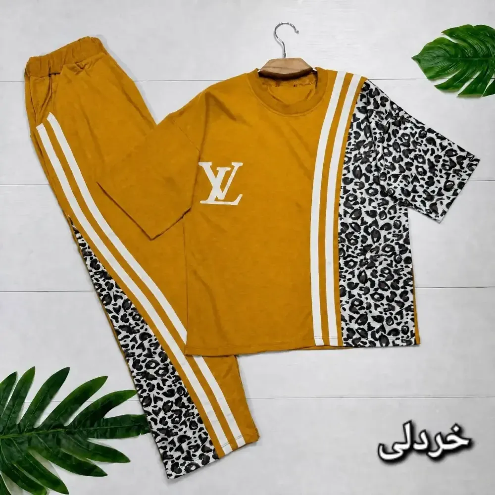 ست تیشرت و شلوار ترانه جنس پنبه باکیفیت فری سایز