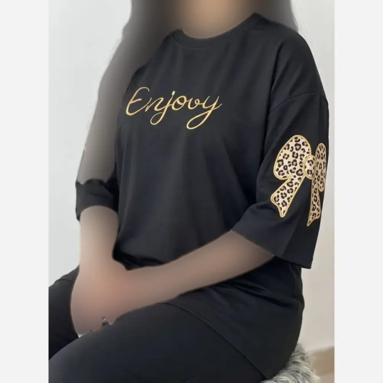 ست فرنیا پنبه گلکسی زنانه رنگ مشکی و طوسی سایز فری 38 تا 46