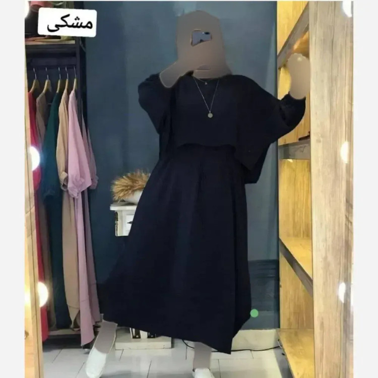ساحلی دو تیکه زنانه مدل سولماز جنس ابروبادی رنگ مشکی و کالباسی سایز فری سایز