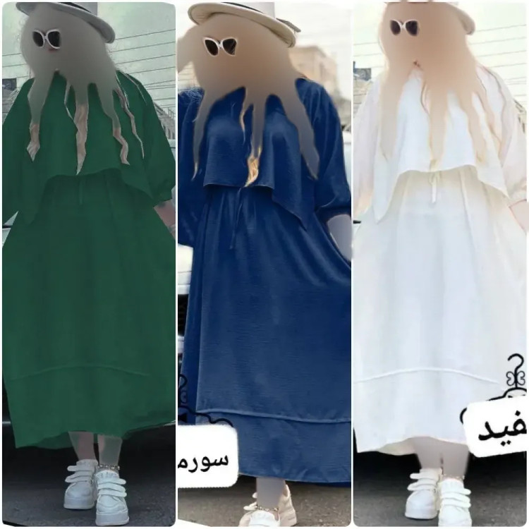 ساحلی دو تیکه زنانه مدل سولماز جنس ابروبادی رنگ مشکی و کالباسی سایز فری سایز