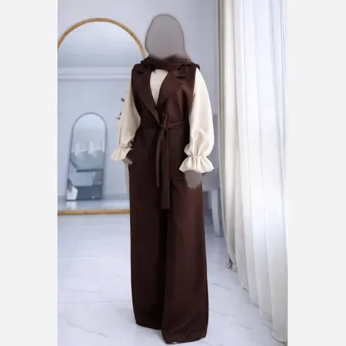 ست سه تیکه زنانه مدل ماهک جنس مازراتی رنگ مشکی قهوه ای سورمه ای سایز 38 تا 46