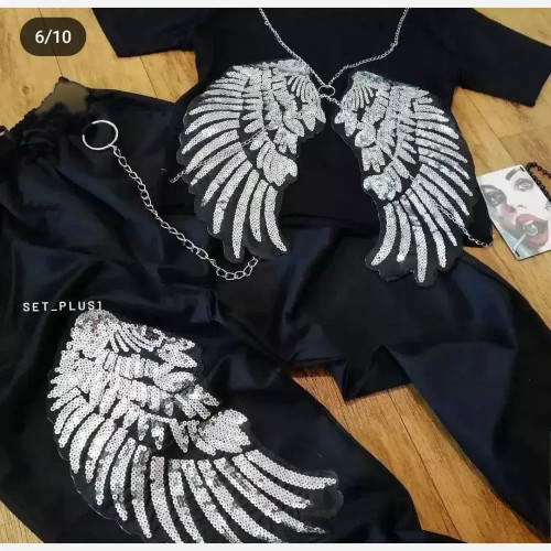 ست فرشته پنبه مشکی پنبه اعلا سایز 38 تا 46 فری