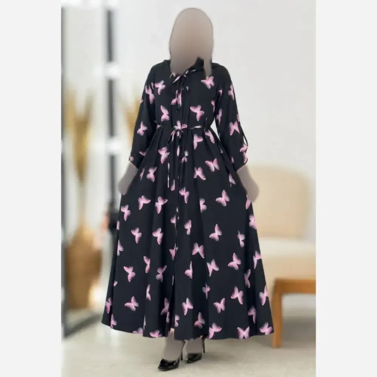 پیراهن یقه چین دار پروانه ای بوگاتی اعلا زنانه فری سایز خنک تابستانی