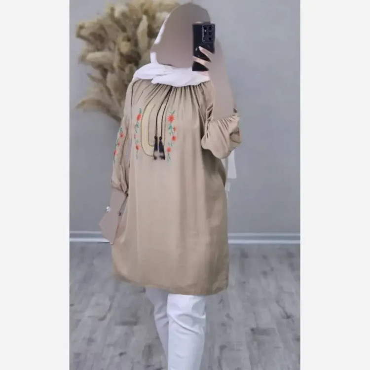 شومیز تارا شانتون گلدوزی فری سایز قد 85 رنگبندی متنوع بدون آبرفت و چروک
