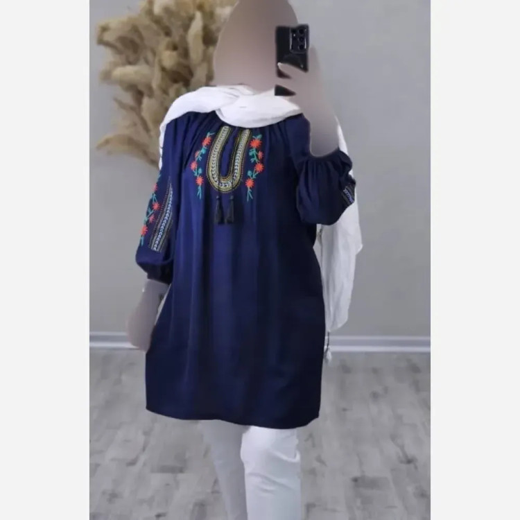 شومیز تارا شانتون گلدوزی فری سایز قد 85 رنگبندی متنوع بدون آبرفت و چروک