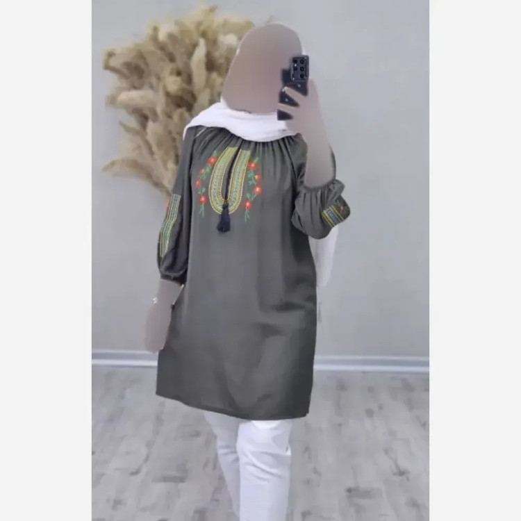 شومیز تارا شانتون گلدوزی فری سایز قد 85 رنگبندی متنوع بدون آبرفت و چروک