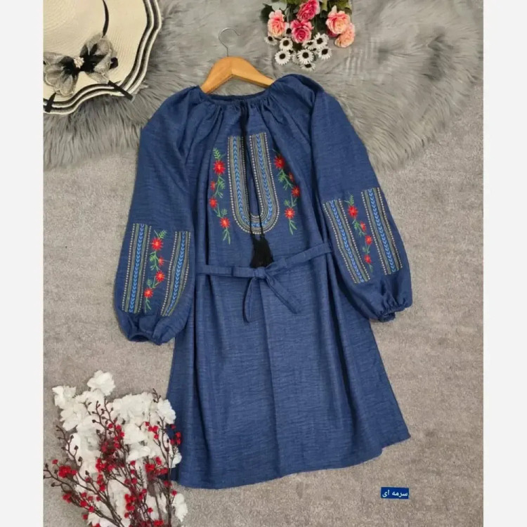 شومیز تارا شانتون گلدوزی فری سایز قد 85 رنگبندی متنوع بدون آبرفت و چروک
