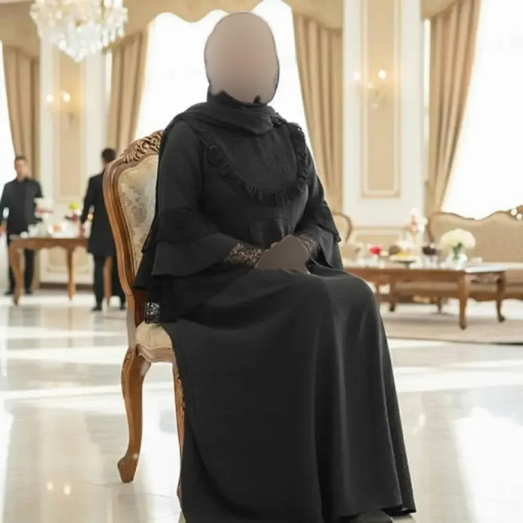 عبای زنانه مدل یاس جنس بابوس و تور دانتل رنگ مشکی فری سایز 38 تا 48